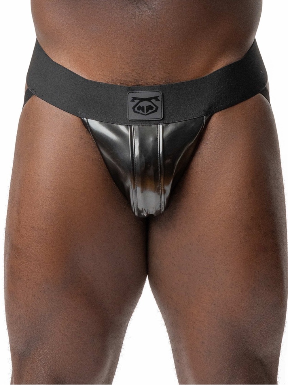 Men's Black Nasty Pig Petrol Glossy Jockstrap with Logo Waistband XXL